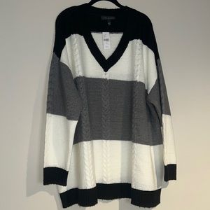 Lane Bryant V Neck Striped Sweater